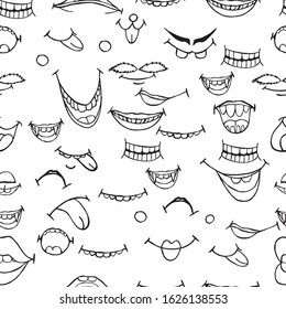 

Vector image Hand-drawn. Abstract manifestations of emotions, smiles, showing the tongue. Design for greeting cards, prints, textiles, wallpaper, covers.
