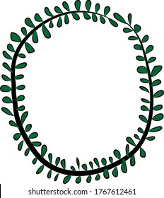 Vector image. Hand-drawn brush letter O. Part of the English alphabet. Black tree branch and bright juicy green foliage. Leaves of a Bush. The summer mood. Calligraphy and lettering. Eco, nature theme
