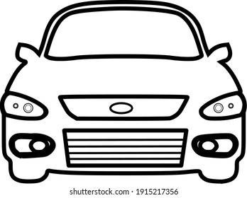 Vector image of a hand-drawn car in full face.