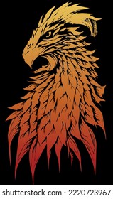 Vector image of a hand-drawn phoenix for a logo or stickers