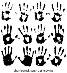 Vector image of handprints isolated on white.