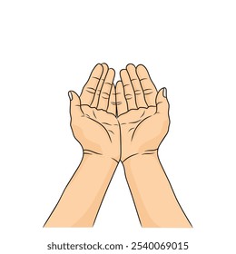 vector image of hands with both palms facing upwards, this shows the position of praying, carrying goods, begging, protesting