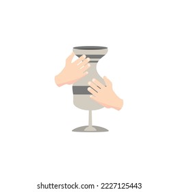 vector image hands sculpting with white background