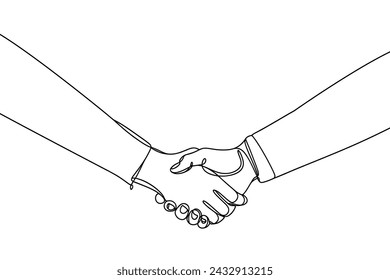 Vector image of handshake in linear style.