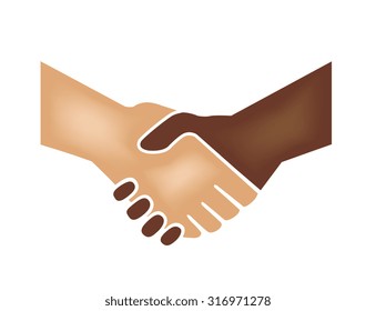 Vector image of handshake of two different skin tones