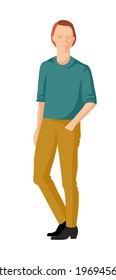 Vector image. Handsome man stands in a free pose