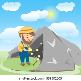 Vector Image of an Happy Cartoon Gold Digger