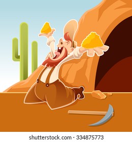 Vector image of an happy cartoon Prospector