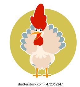 Vector image of the Happy cartoon rooster