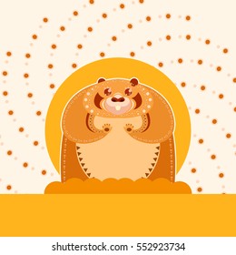 Vector image of the Happy colourfull groundhog