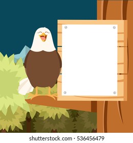 Vector image of the Happy Eagle on the Tree flat Background