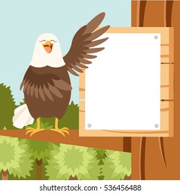 Vector image of the Happy Eagle on the Tree flat Background