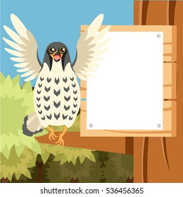 Vector image of the Happy Falcon on the Tree flat background
