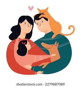 Vector image of a happy family.
