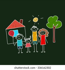 Vector image of happy family Mother, father and children.