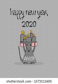 Vector image. Happy new year 2020. The image can be used as a card or drawing for paper.