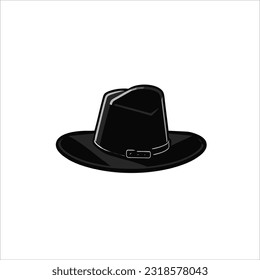 vector image of hat, black color, white background, cowboy style.