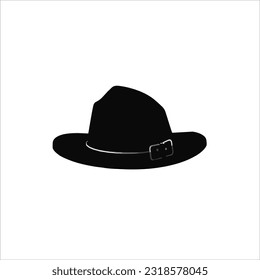 vector image of hat, black color, white background, cowboy style.