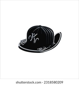 vector image of hat, black color, white background, cowboy style.