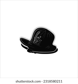 vector image of hat, black color, white background, cowboy style.