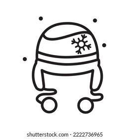 vector image of hat icon for christmas cold in black lines with white background