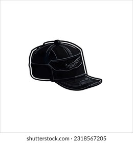vector image of hat, lack color, white background, life style.