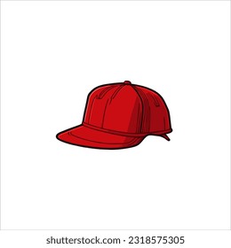 vector image of hat, red color, white background, life style.