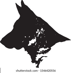 Vector image of the head of a dog. German Shepherd.