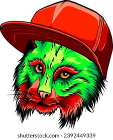 Vector image, the head of a lynx looks forward, on a white background.