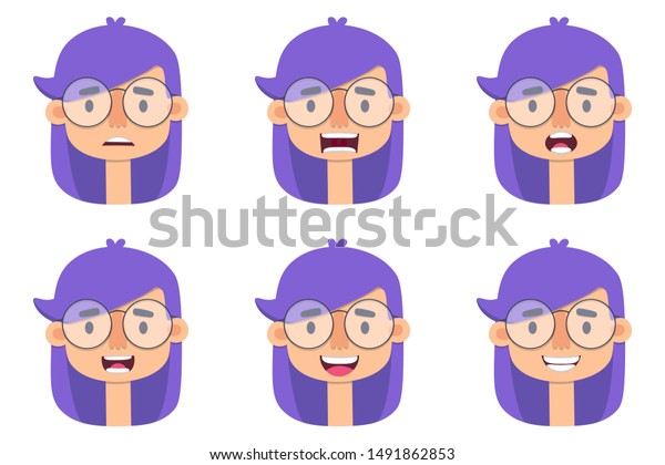 Vector Image Head Woman Variation Feelings Stock Vector Royalty