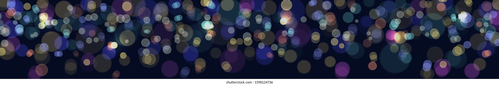 Vector image for a header in the form of a bokeh texture on a dark background. EPS10.