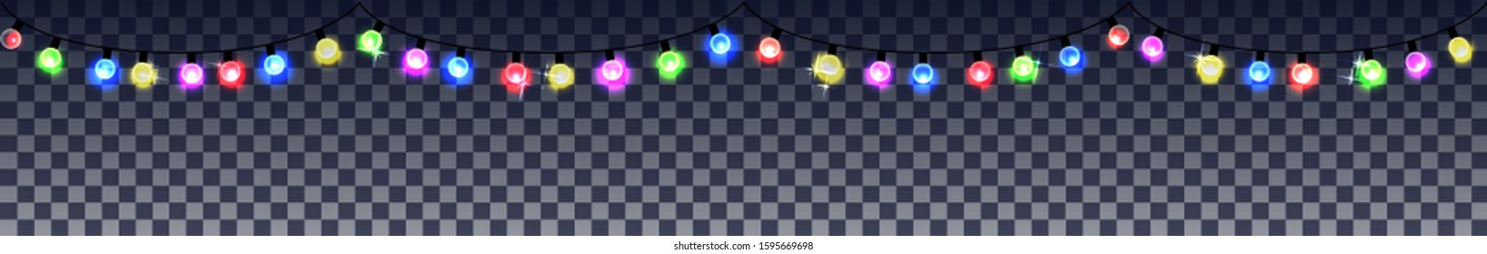 A vector image for a header in the form of a Christmas luminous garland with colored lights. EPS10.