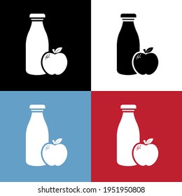 Vector image. Healthy food icon. Image of milk and an apple.