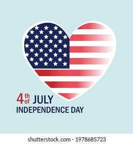 Imagen vectorial de un corazón con la bandera estadounidense. Día de la Independencia de Estados Unidos. Diseño para impresiones, carteles, volantes, postales.
