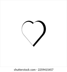 Imagen vectorial de un corazón, colores blanco y negro, fondo blanco.
