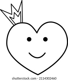 Vector image of a heart with a crown. A romantic love message. A declaration of love. An element of the decor of a wedding celebration.A simple contour vector, website or mobile application. Icon.