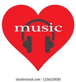 Vector Image Heart Headphones Like Listening Stock Vector (Royalty Free ...