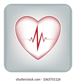 Vector image of heart icons with cardiogram