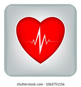 Vector image of heart icons with cardiogram
