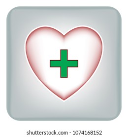 Vector image of the heart icons with a green cross