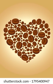 Vector image of a heart made of coffee