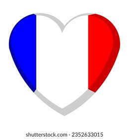 Vector Image Of A Heart Made From A Stylized Flag Of France. Drawing For T-shirt