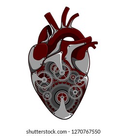 Vector image of a heart with a mechanism.