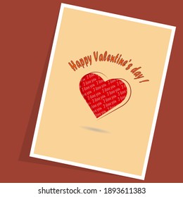 Vector image of a heart on a greeting card. St. John's DayValentine.