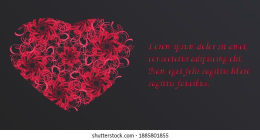 Vector image of a heart with a pattern. Congratulatory banner, card for Valentine's Day