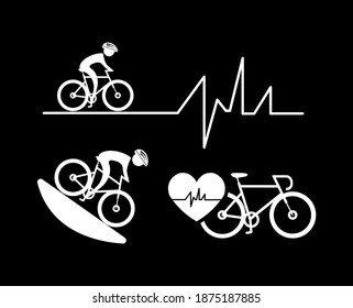 Vector image. Heart rate icon. Cycling sport.