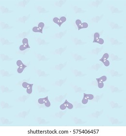 Vector image of heart shape patterns on blue background