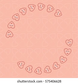 Vector image of heart shape patterns on colored background