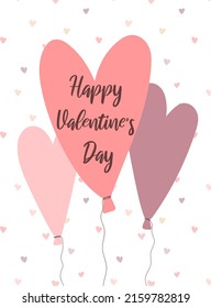 Vector image of heart shaped balloons. Illustration in pink and purple colors for Valentine's Day, lovers, prints, clothes, textiles, postcards, banner, flyer, holidays.