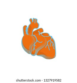 Vector image of a heart in the style of the 80s. On the topic: music in my heart. Isolated on a white background